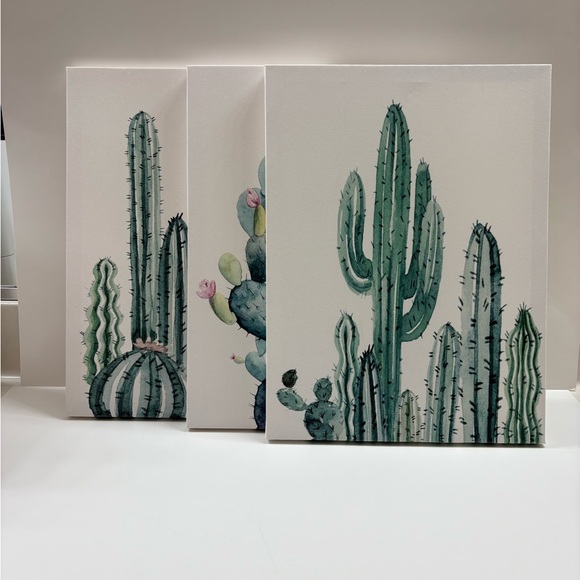Cactus Canvas Wall Art - Set of 3 - Lightweight - Ready To Hang- NWOT - Picture 5 of 11